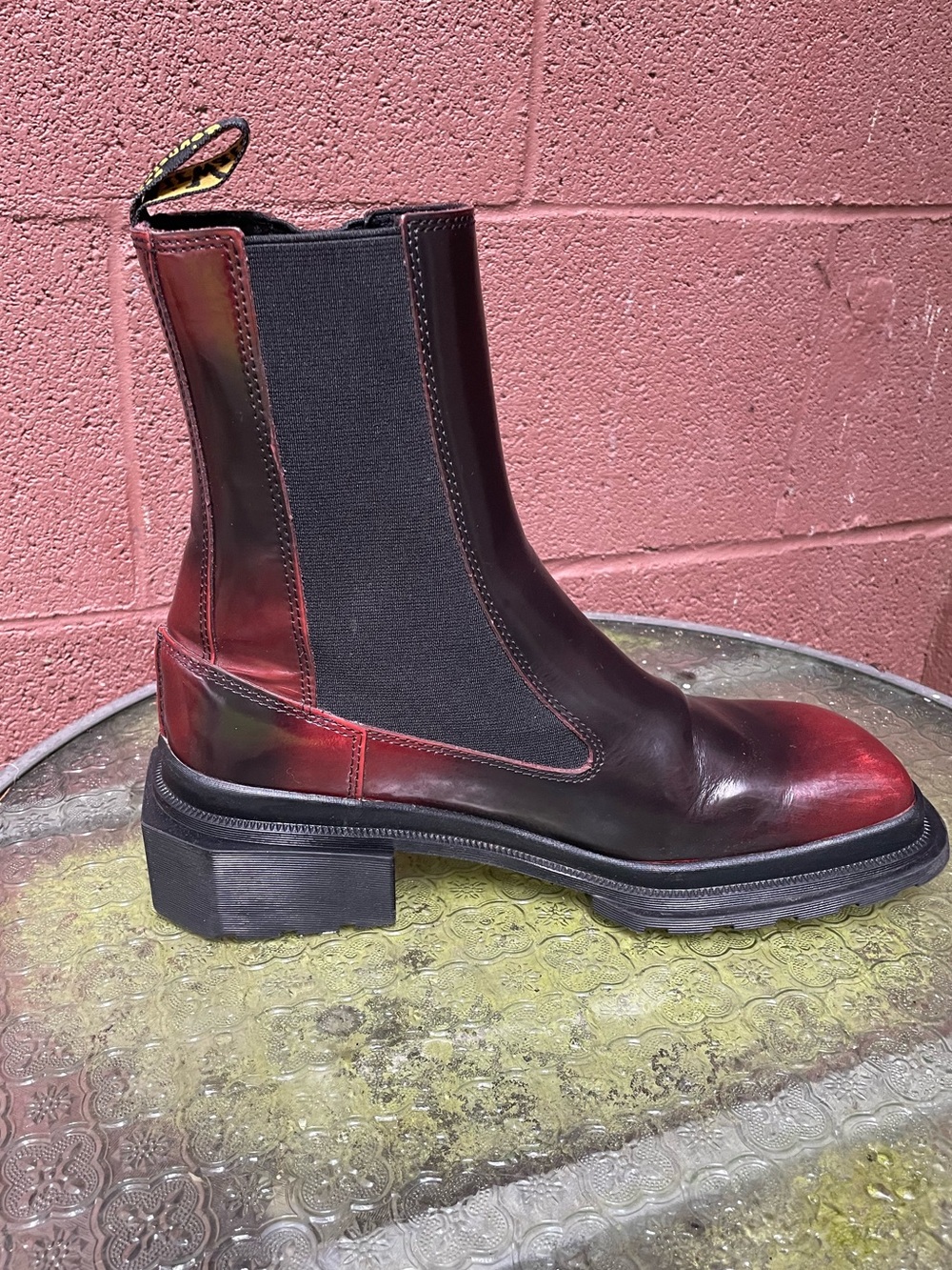 Dr Martens Maybole Square Toe Platform Chelsea Boots 9 Black / Cherry Red - Picture 6 of 14